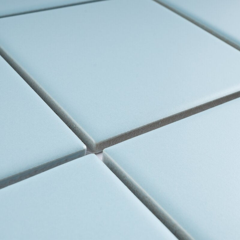 Porcelain 3-3/4 in. x 3-3/4 in. Matte Mesh-Mounted Mosaic for Backsplah, Bathroom Floor & Wall Tiles (11 pcs/case) (Soft Cloud Blue)