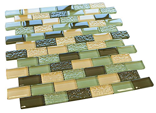 Soldier Green Crystal Brick Glass Mosaic Tile for Bathroom and Kitchen Walls Kitchen Backsplashes By Vogue Tile