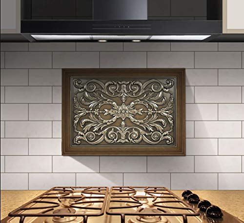 Kitchen Backsplash Premium Bronze Metal Resin Mural Medallion Hand Made Textured Tile - Tenedos