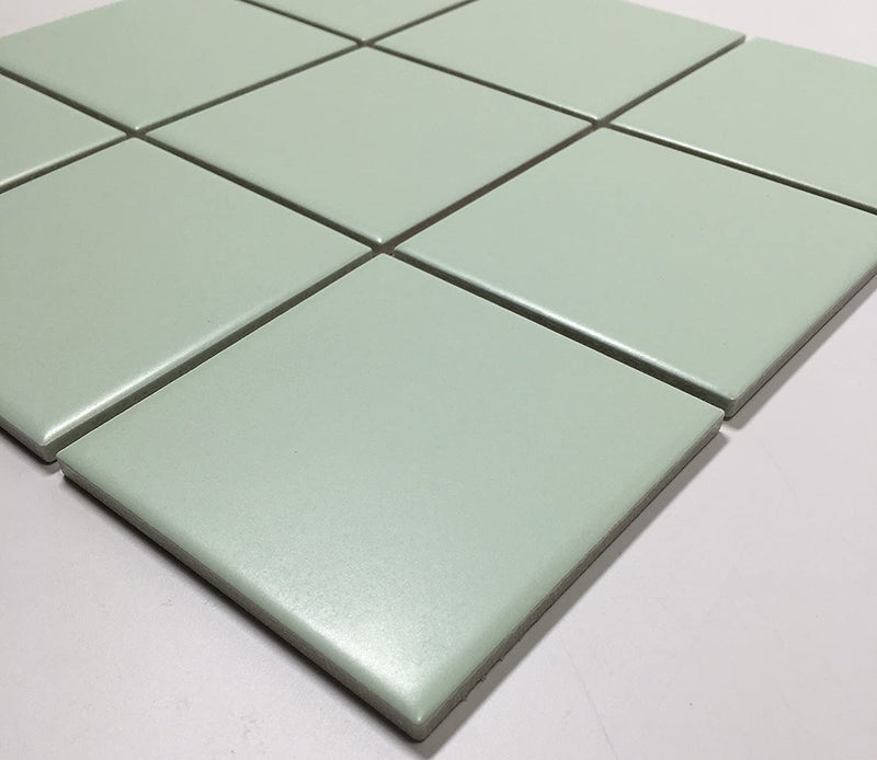 Porcelain 3-3/4 in. x 3-3/4 in. Matte Mesh-Mounted Mosaic for Backsplash, Bathroom Floor & Wall Tiles (11 pcs/case) (Vintage Green)(11 Sheets)