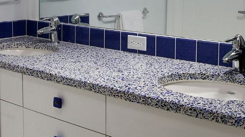 Premium Quality 3" x 3" Cobalt Blue Square Pattern Porcelain Mosaic Tile on Mesh on 12x12 sheet, Designed in Italy
