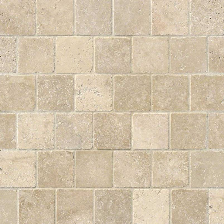 MS International Crema Marfil 4" x 4" Tumbled Marble Floor and Wall Tile