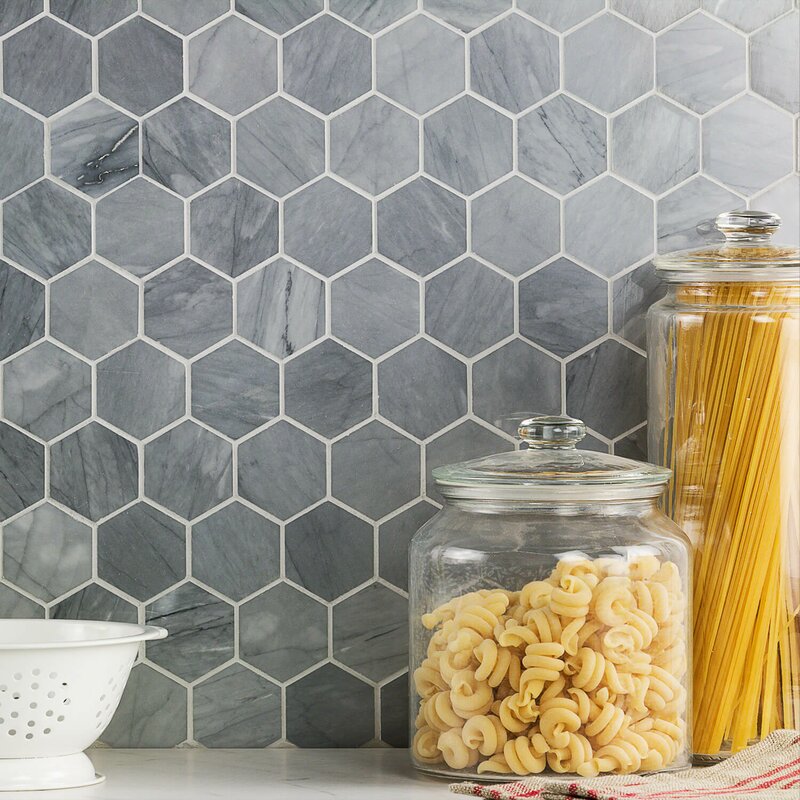 Bardiglio Hexagon (honeycomb)  2" Marble Mosaic Tile - Tenedos