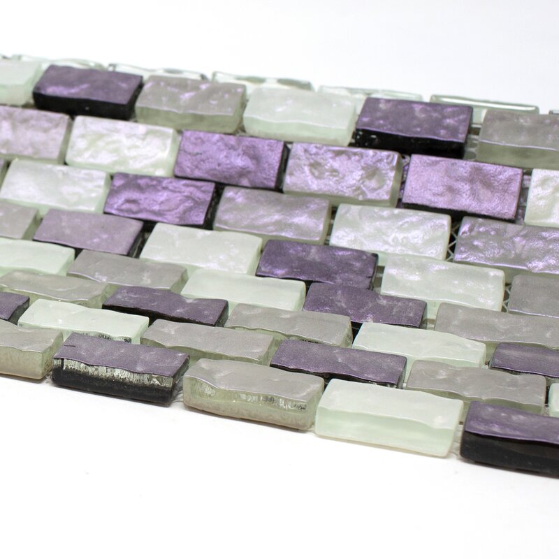 Purple and White and Gray Brick Shell Glass Mosaic Tile for Backsplash  -  Tenedos