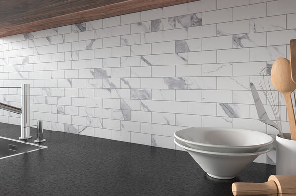 Classic Statuary Ceramic Glossy Subway Wall Tile 4"X12" (Box of 9.69 Sq.ft) for Kitchen Backsplash Bathroom Wall