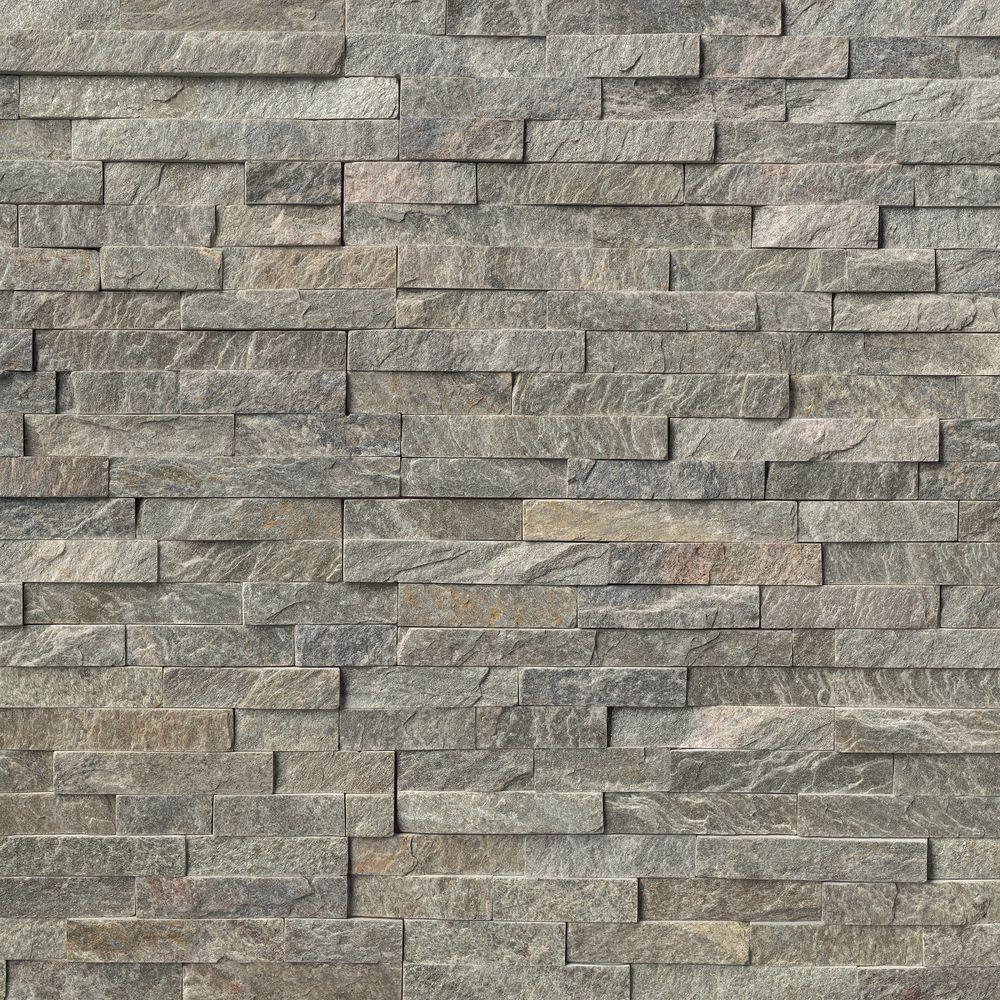 Sage Green Quartzite Ledger Wall Panel 6 in. x 24 in. Natural Stone Tile For Fireplace Surround, Outdoor and Indoor