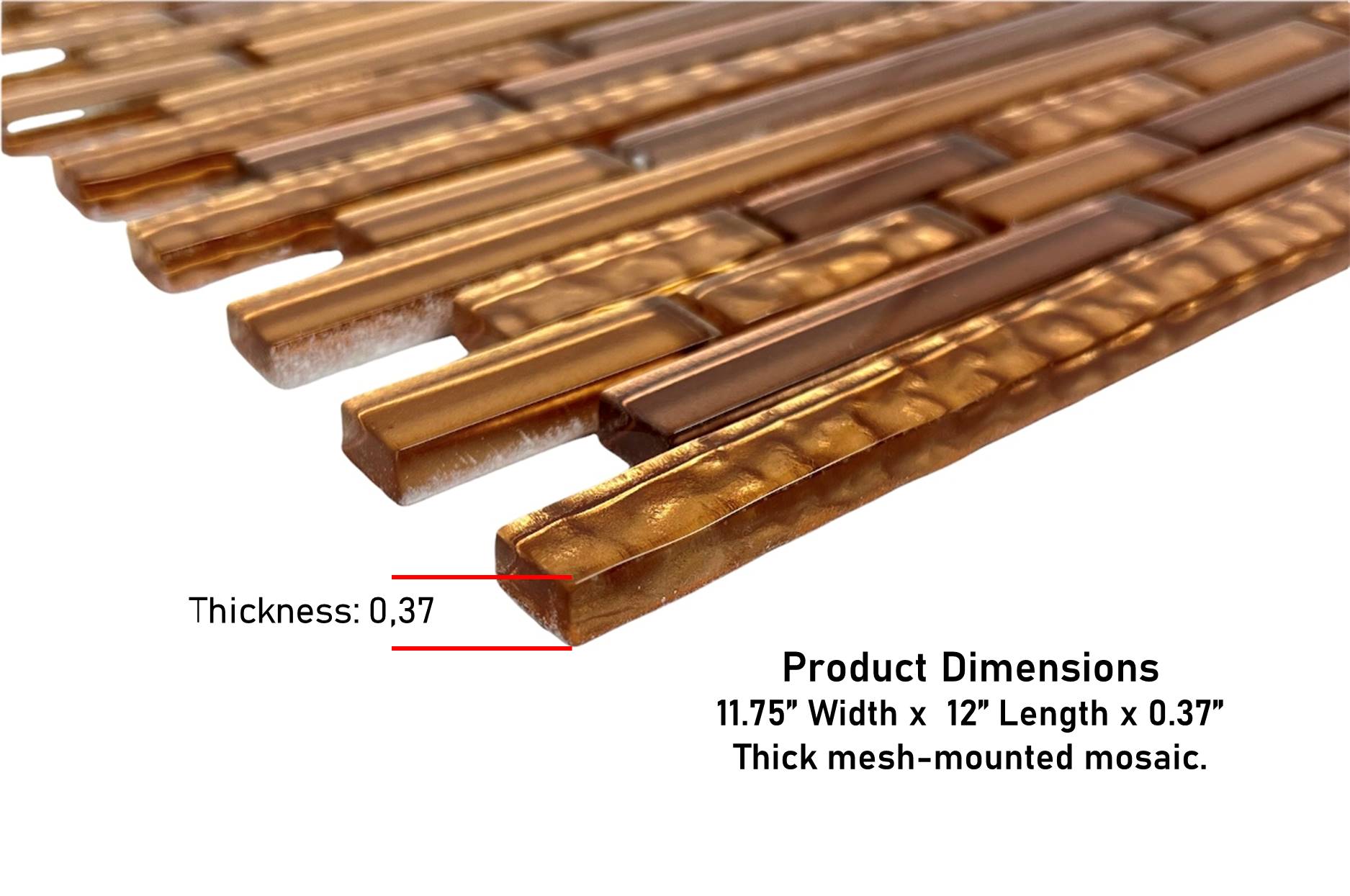 Premium Quality Copper & Gold Glass Mixed Random Pattern Mosaic Tile for Backsplash and Bathroom Wall Designed in Italy