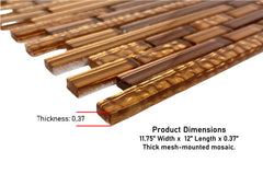 Premium Quality Copper & Gold Glass Mixed Random Pattern Mosaic Tile for Backsplash and Bathroom Wall Designed in Italy