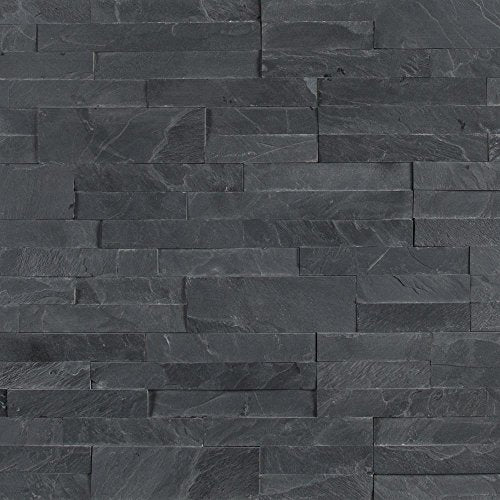 MSI Midnight Ash Peel and Stick Stacked Stone Brick 21.75" X 6", Wall Tile, Fireplace Tile, Backsplash Tile, Bathroom Tile, Easy DIY Tile (Box of 15pcs ) - Tenedos