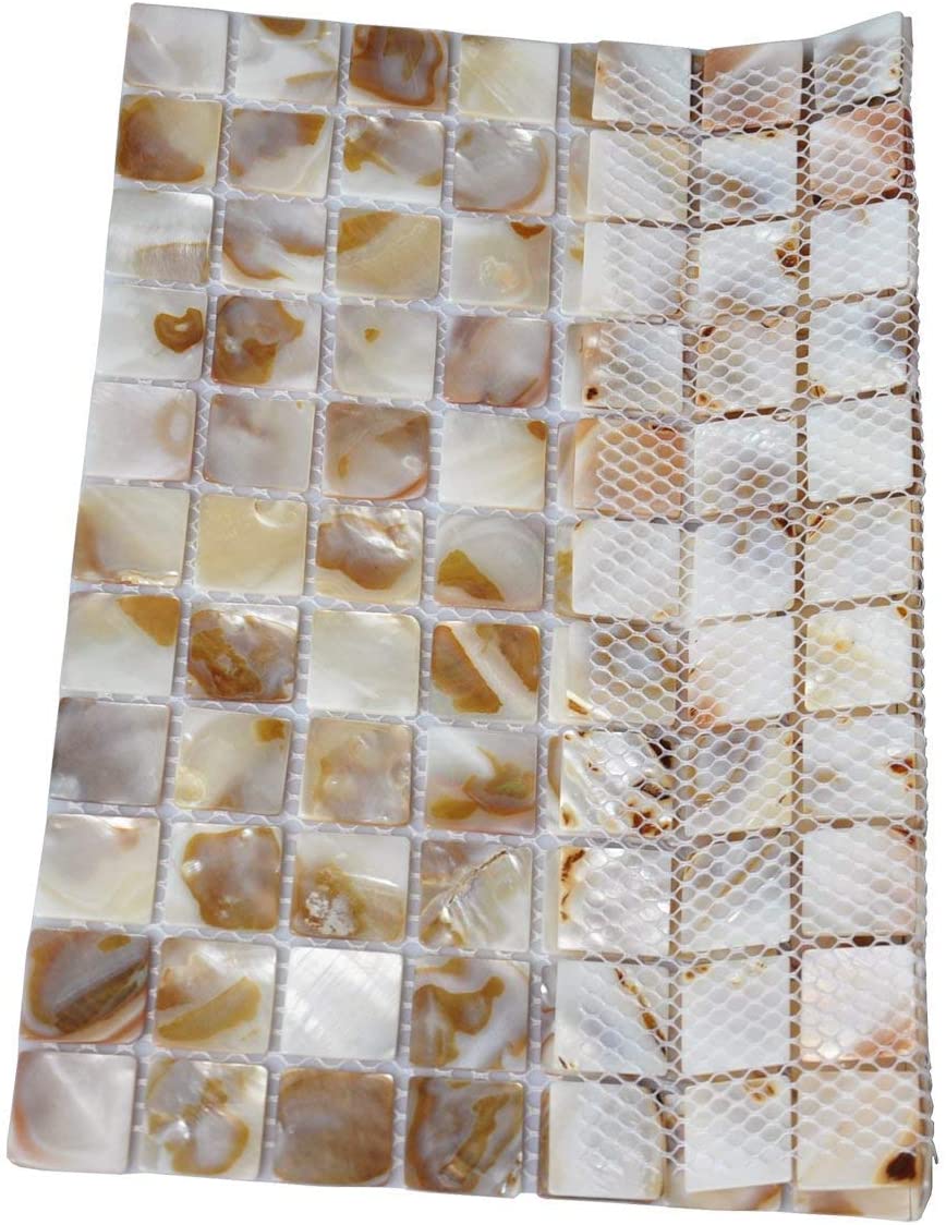 Mother of Pearl Tile Natural Varied Sea Shell Square Wall Tile (5 Sheets) for Kitchen Backsplash, Bathroom Shower, Accent Wall