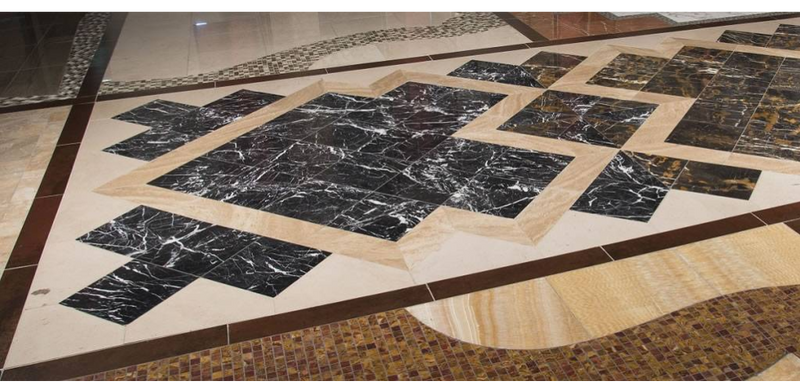 CHINA BLACK MARBLE 12x12" POLISHED (WITH WHITE VEIN) - Tenedos
