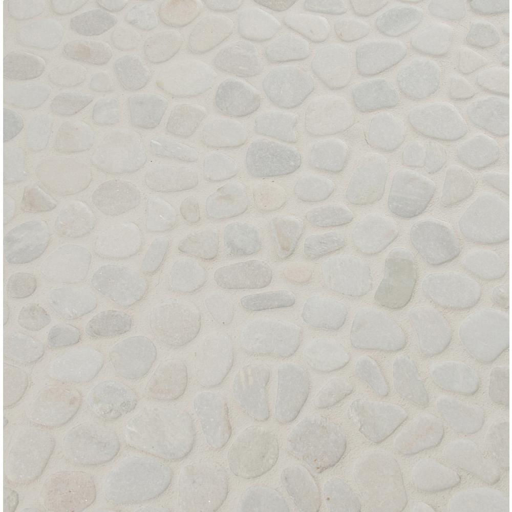 MSI White Pebble 12 in. x 12 in. x 10mm Textured Marble Mesh-Mounted Mosaic Tile (9.1 sq. ft. / case) - Tenedos