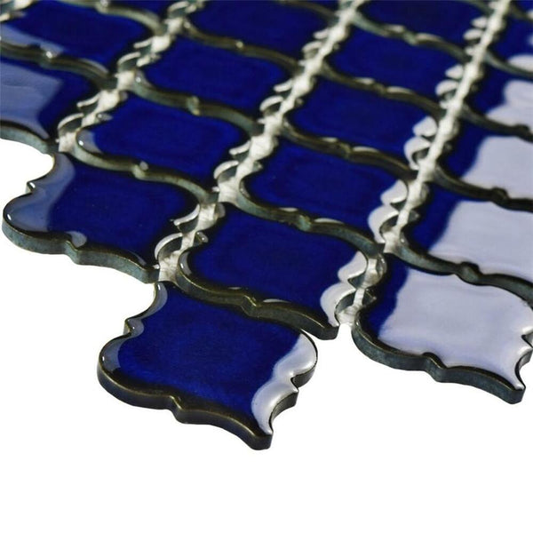Tenedos Premium Cobalt Blue 2 Inch Lantern Glossy Porcelain Mosaic Tile for Kitchen Backsplash Bathroom Wall Pool Tiles