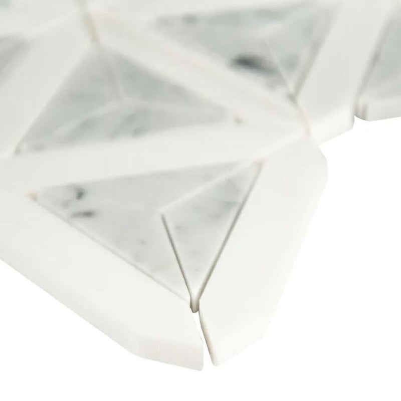 Kite Geometric Carrara White and Grey Marble Floor and Wall Mosaic Tile for Bathroom Walls, Kitchen Backsplashes, Fireplace Surround, Artistic Insets, Accent Wall