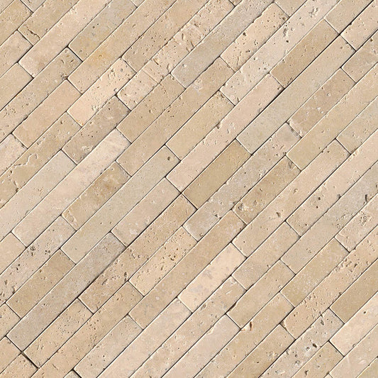 MS International Tuscany Beige Veneer 8 In. X 18 In. X 10 mm Tumbled Travertine Mesh-Mounted Mosaic Tile, (10 sq. ft., 10 pieces per case)
