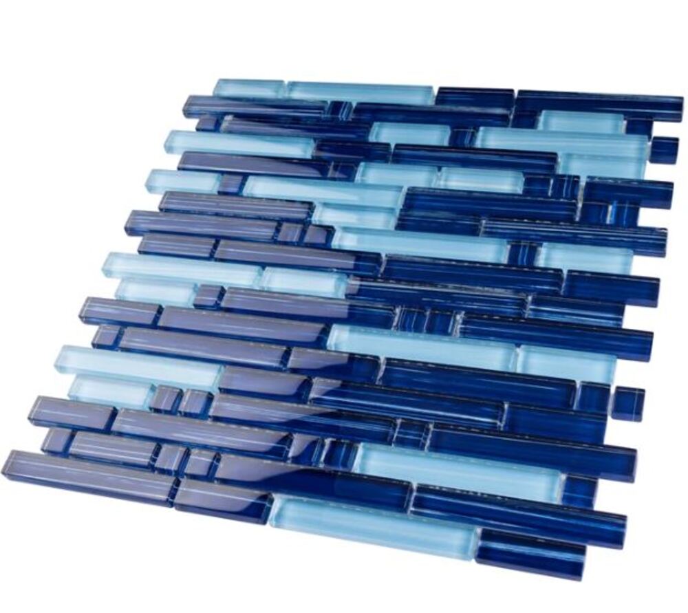 Cobalt Blue Random Pattern Glass Wall Tile