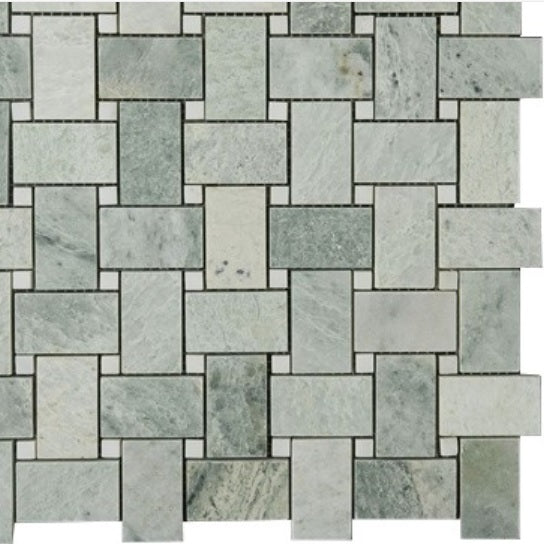 Ming Green Marble Basketweave with White Dot Polished Floor Wall Tile