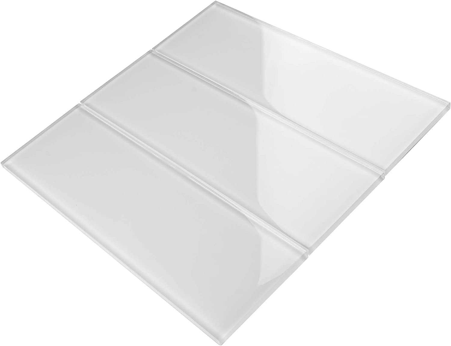 4x12 Glossy White Subway Glass Mosaic Tiles for Bathroom and Kitchen Walls Kitchen Backsplashes