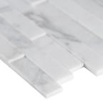 Vogue Peel & Stick Calacatta Carrara Interlocking 3D Random Pattern Marble Mosaics for Kitchen Backsplash & Wall Tile
