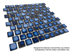 Calacatta Blue Porcelain Square Mosaic Floor wall Pool Tile 1-1/8" X 1-1/8" for Bathroom Shower, Kitchen Backsplash