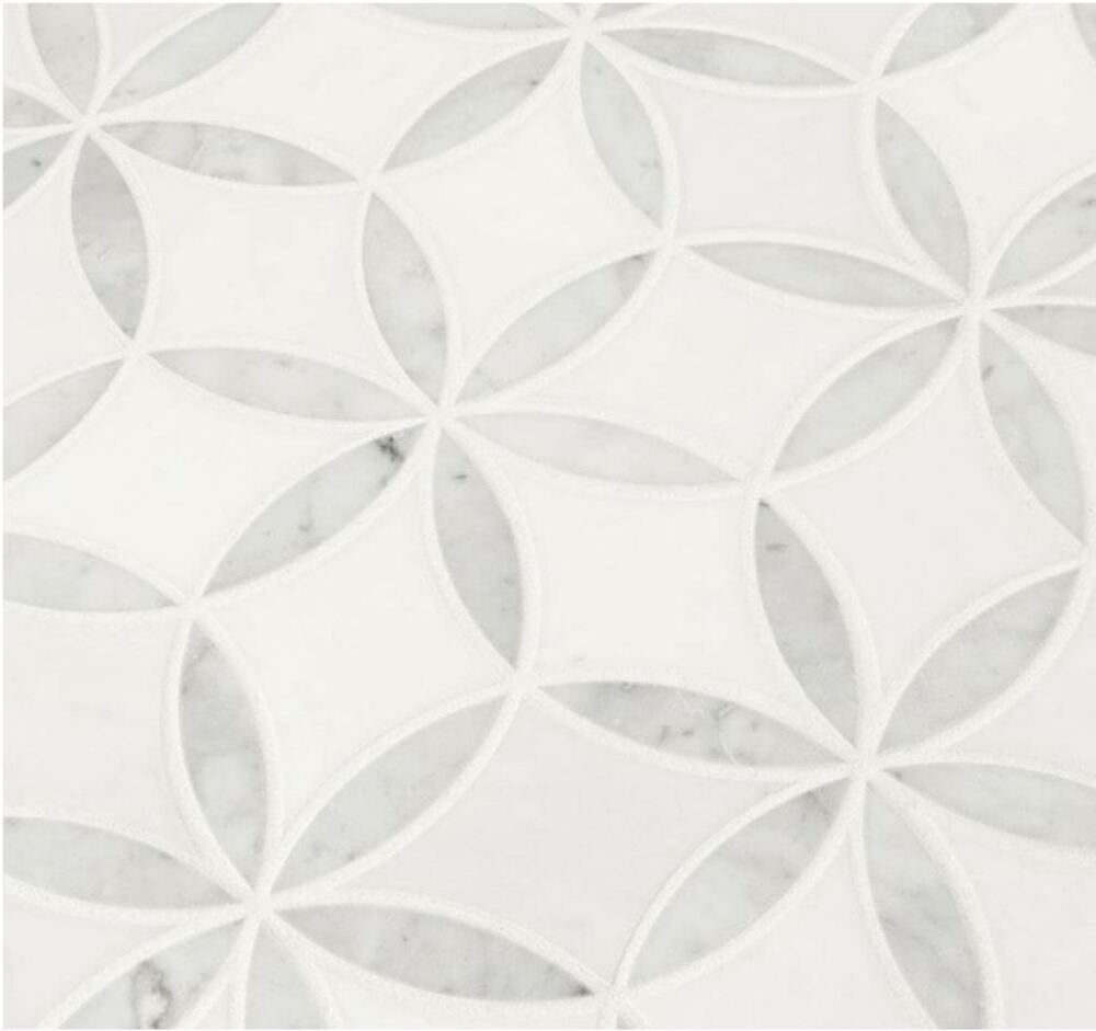 La Fleur Bianco Dolomite with Carrara Floral Marble Polished Pattern for Floor and Wall Tile, Kitchen Backsplash, Accent Wall Tile - 5 Sheet Pack Set(3.1 Sq.ft)