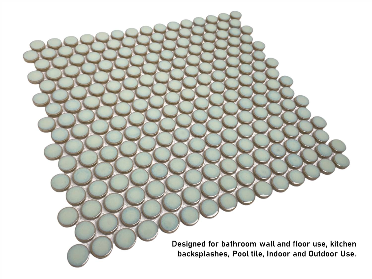 Penny Round Vintage Green Glossy Porcelain Mosaic for Bathroom Floors and Walls, Kitchen Backsplashes, Pool Tile By Vogue Tile