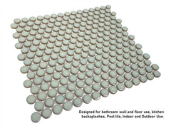 Penny Round Vintage Green Glossy Porcelain Mosaic for Bathroom Floors and Walls, Kitchen Backsplashes, Pool Tile By Vogue Tile