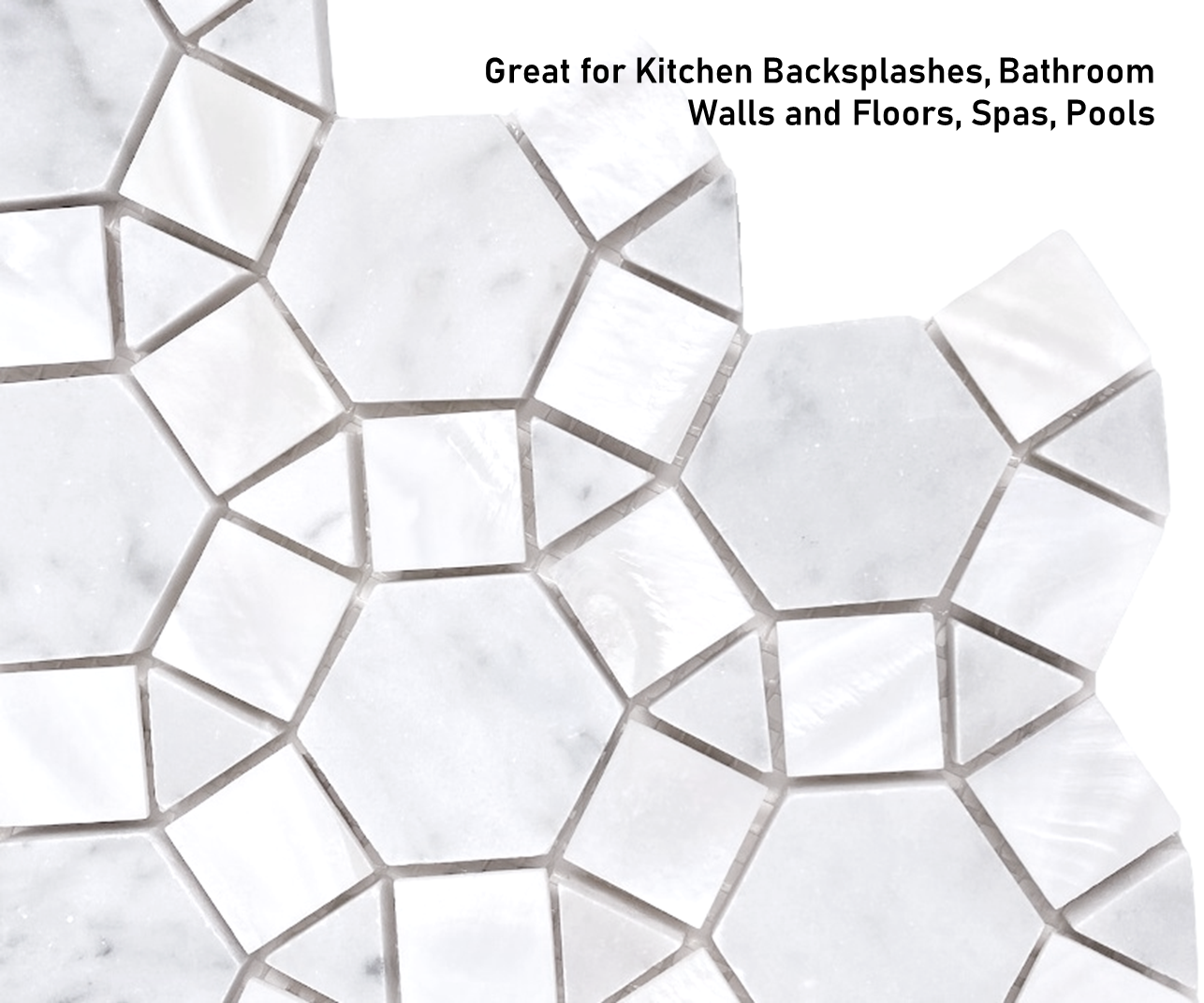 Carrara Waterjet Marble with Mix Circulos Pallas Mother of Pearl Floor Wall Tile