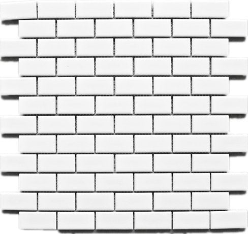 White 1x2 Brick Porcelain Matte Finish Mosaic Wall Tile for Floor, Backsplash Tile, Bathroom Tile (Box of 11 Sqft)