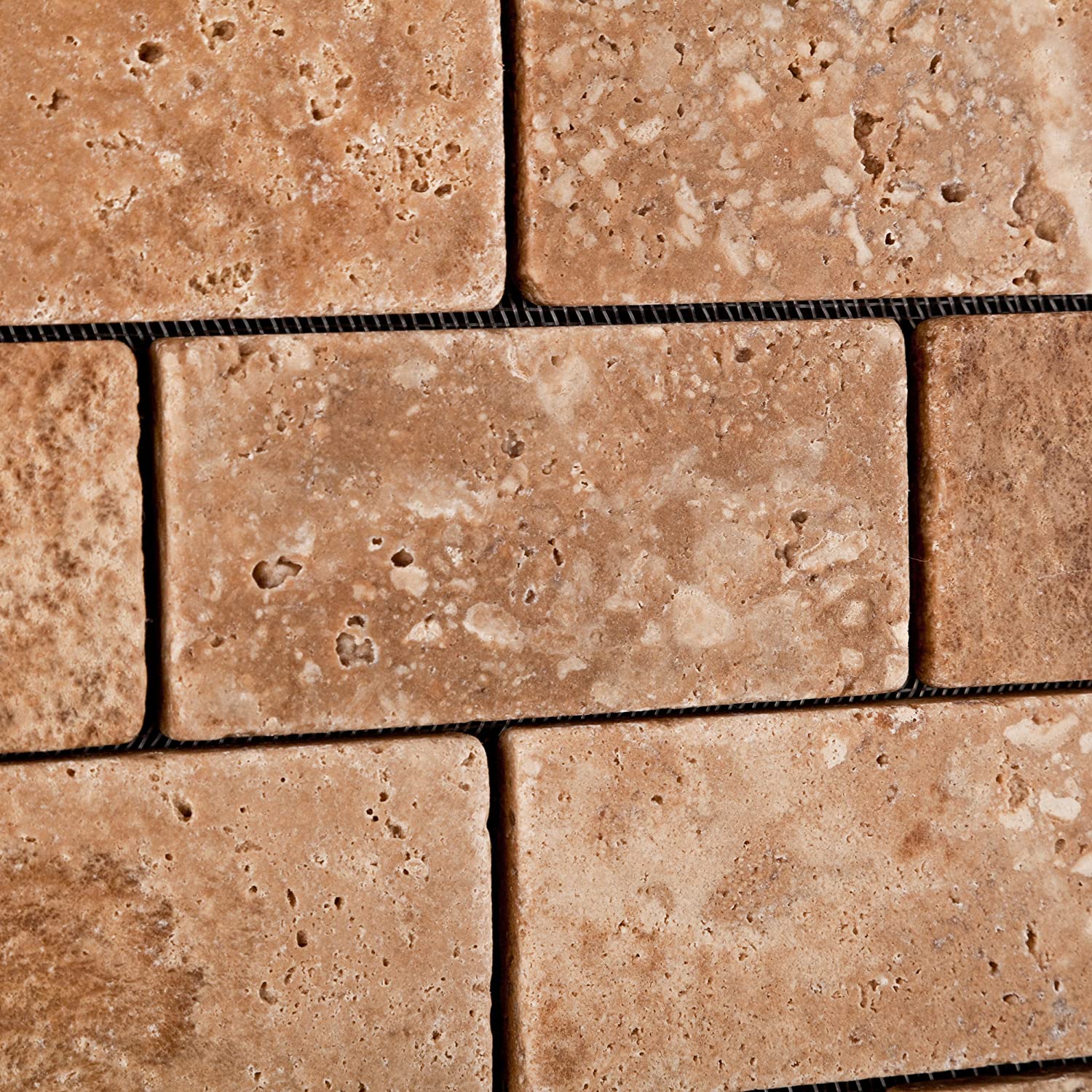 Andean Cream Peruvian Travertine 2x4 Tumbled Brick Mosaic Wall Backsplash Tile (Box of 5 Sheets)