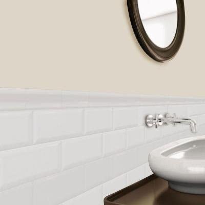 U.S. Ceramic Tile Bright Glazed White 3 in. x 6 in. Beveled Edge Wall Tile