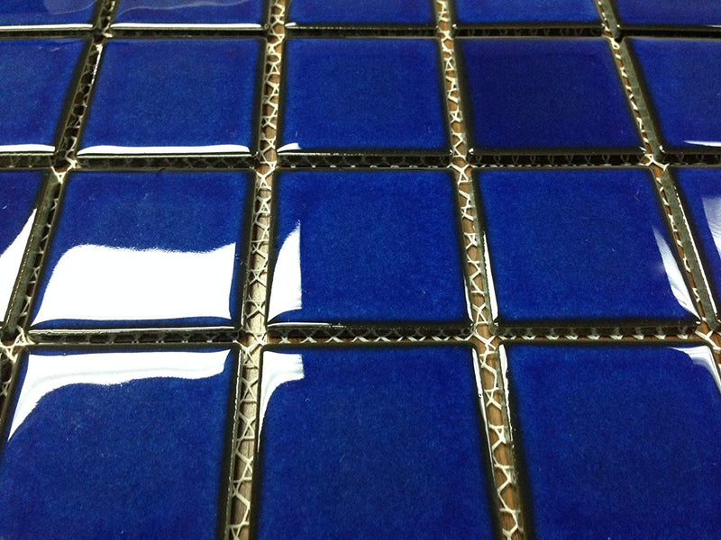Premium Quality Cobalt Blue Porcelain Square Mosaic Tile Shiny Look 2x2 Inch