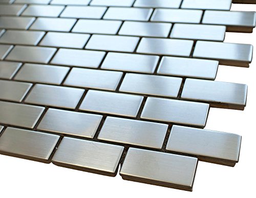 Stainless Steel Blend 1 in. x 2 in. Mesh-Mounted Metal Mosaic Tile
