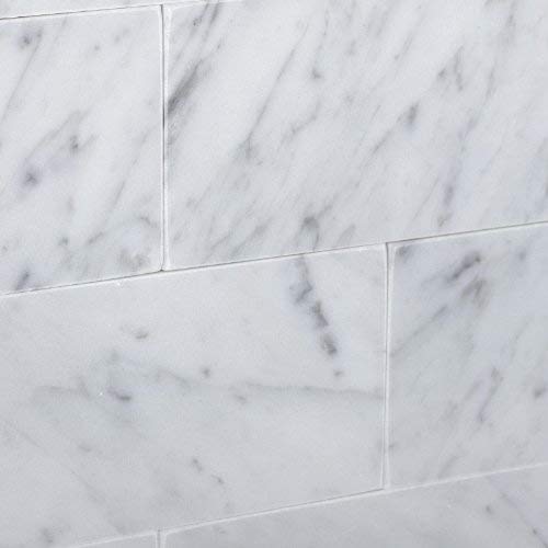 Carrara Marble Italian White Bianco 3x6 Honed Subway Floor and Wall Tile for Kitchen Backsplash, Bathroom, Fireplace Surround