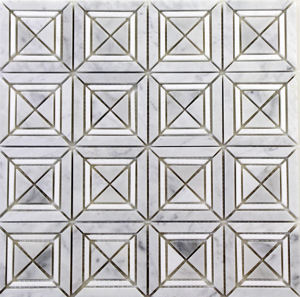 White Carrara Matte X Styles Stone Square Marble Mosaic Tiles