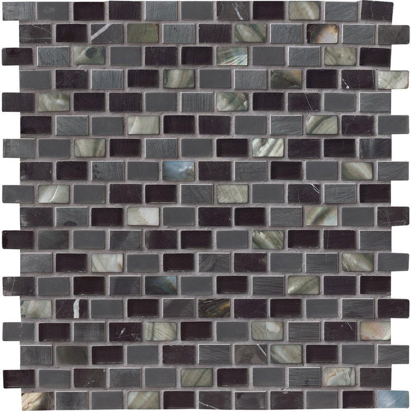 MS International Midnight Pearl 12 in. x 12 in. x 8 mm Glass, Metal and Stone Mesh-Mounted Mosaic Wall Tile