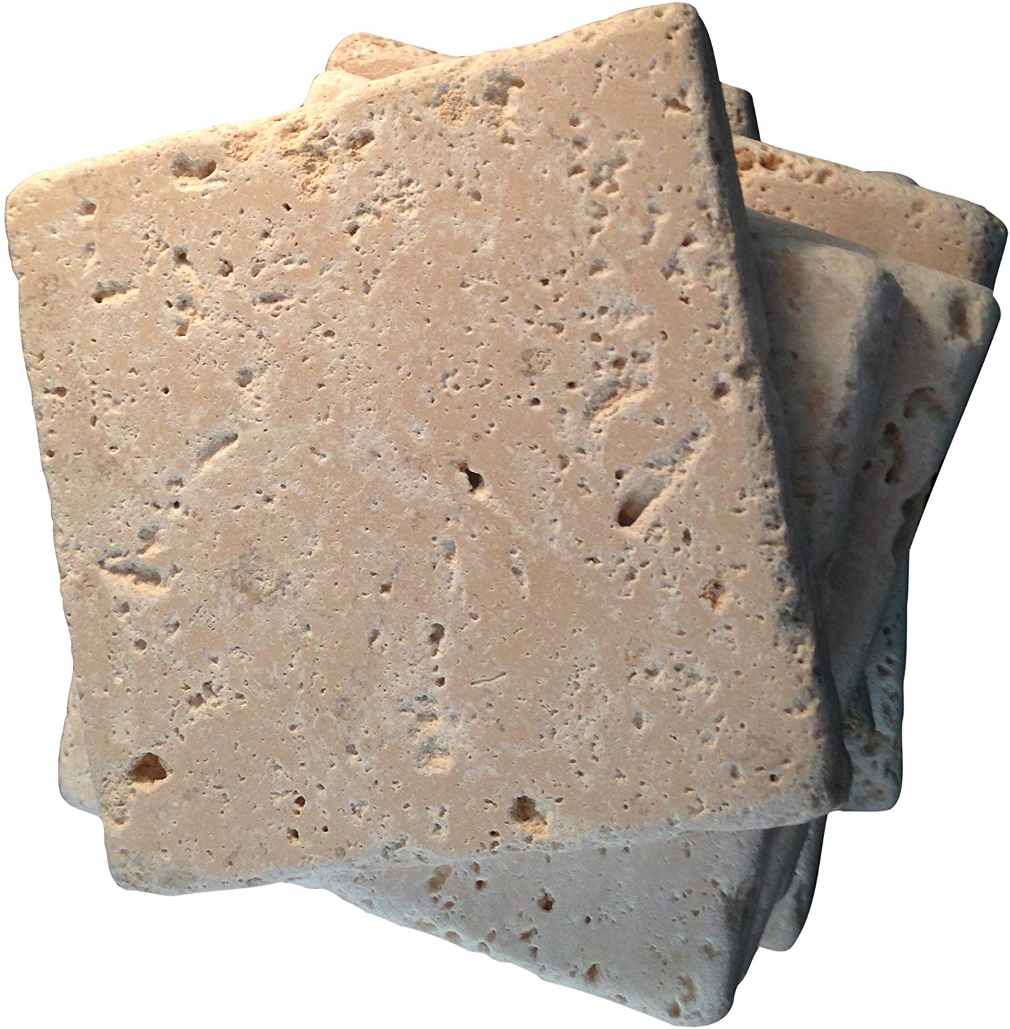 Coaster Tile-tumbled Travertine Porous Craft Floor Wall Tile in Ivory Color -4x4 (8 Pieces)