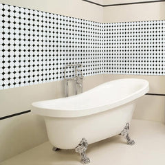 Octagon Porcelain Matte White with Glossy Black Dot for Bathroom Floors and Walls  Kitchen Backsplashes and Pool Tile (Box of 10 Sheets) - Tenedos