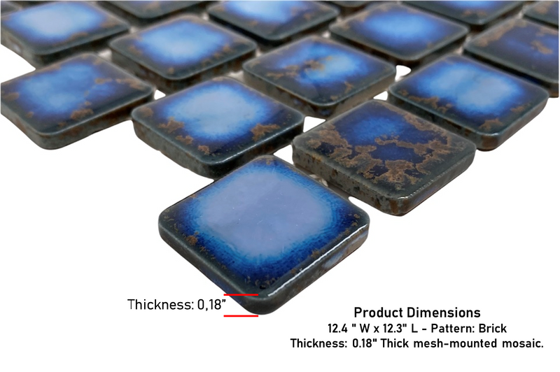 Calacatta Blue Porcelain Square Mosaic Floor wall Pool Tile 1-1/8" X 1-1/8" for Bathroom Shower, Kitchen Backsplash