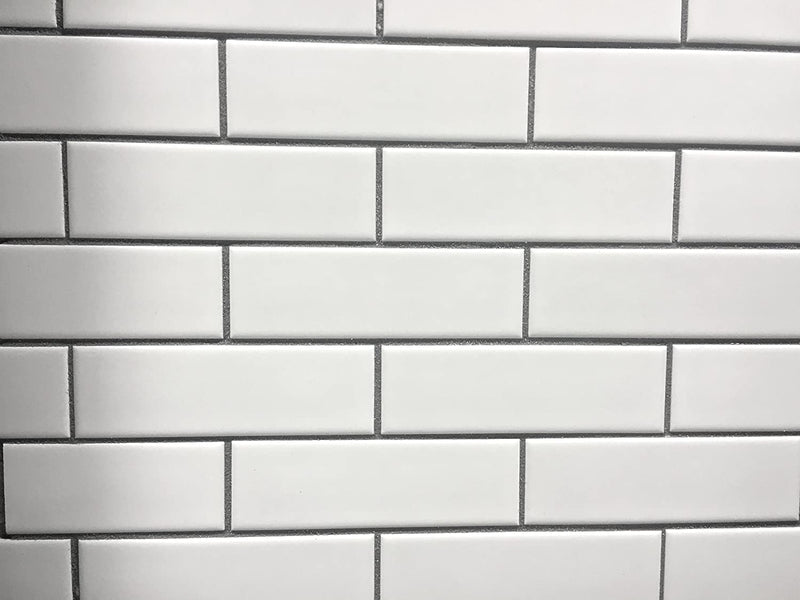 2" X 6"  White Porcelain Brick Mosaic Tile - Matte Finish , Wall Tile, Backsplash Tile, Bathroom Tile (Box of 15 Sheets)