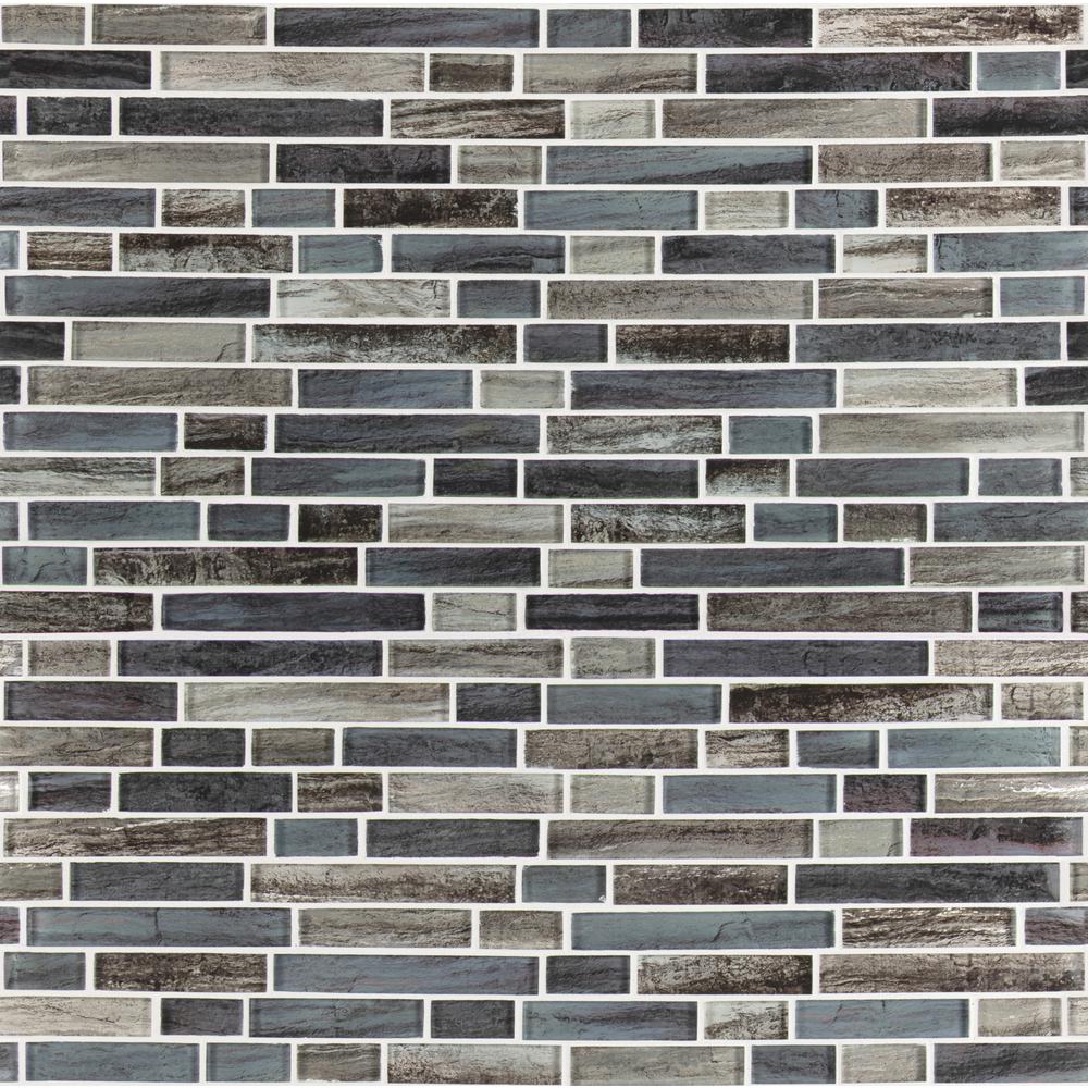 MSI Grigio Lagoon 11.81 inch x 11.81 inch Interlocking Glass Tile for Kitchen Backsplash, Wall Tile for Bathroom, Shower Wall Tile, Mesh Mounted Mosaic Tile