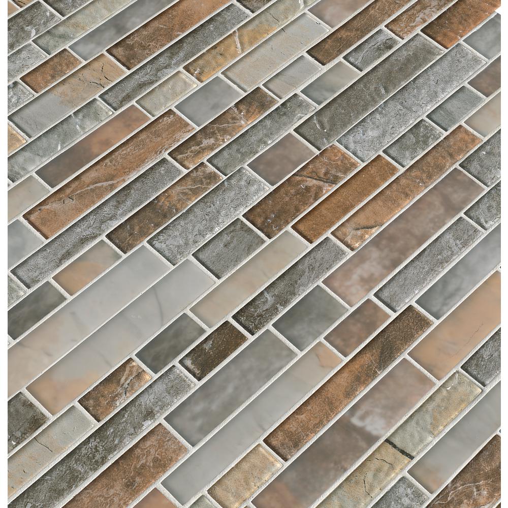 MS International  Taos Interlocking 12 in. x 13 in. x 8mm Glass Mesh-Mounted Mosaic Tile