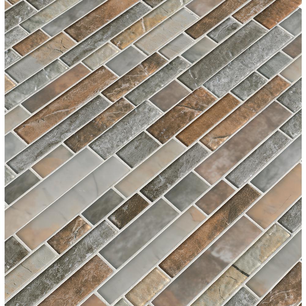 MS International  Taos Interlocking 12 in. x 13 in. x 8mm Glass Mesh-Mounted Mosaic Tile