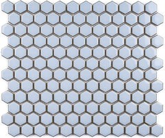 Vintage Sky Blue Hexagon Porcelain Wall Floor Mosaic Tile Polished for Kitchen Backsplash, Bathroom Shower, Accent décor