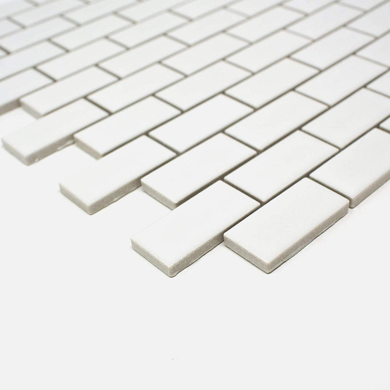 White 1x2 Brick Porcelain Matte Finish Mosaic Wall Tile for Floor, Backsplash Tile, Bathroom Tile (Box of 11 Sqft)