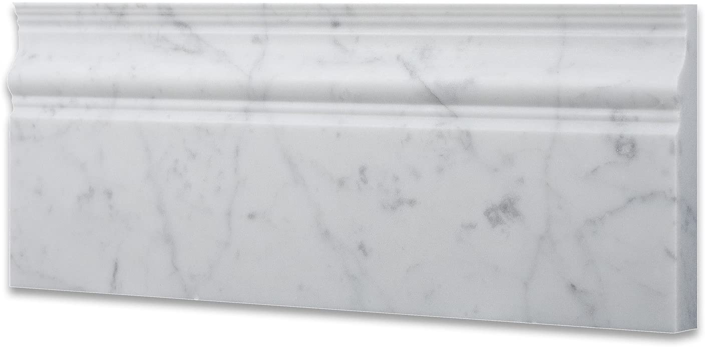 Italian Carrara White Greyish Marble  5x12 Baseboard Floor Wall Tile