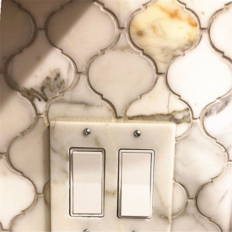 Calacatta Gold Marble Arabesque Lantern Marble Mosaic Floor and Wall Tile for Kitchen Backsplash, Wall Tile for Bathroom, Shower Wall Tile, Accent Wall, Fireplace Surround