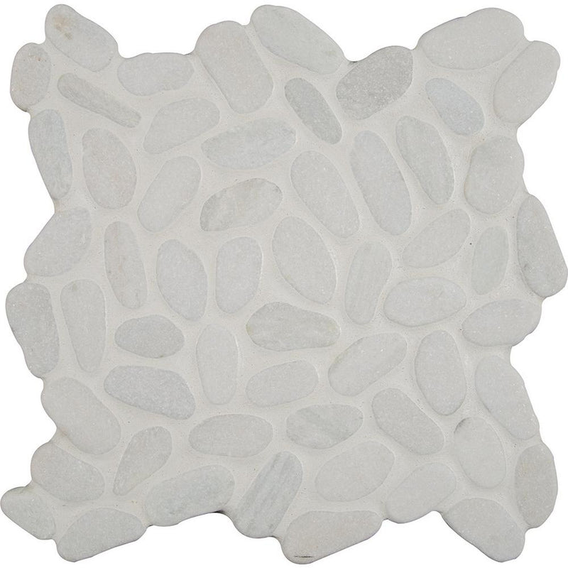 MSI White Pebble 12 in. x 12 in. x 10mm Textured Marble Mesh-Mounted Mosaic Tile (9.1 sq. ft. / case) - Tenedos