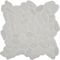 MSI White Pebble 12 in. x 12 in. x 10mm Textured Marble Mesh-Mounted Mosaic Tile (9.1 sq. ft. / case) - Tenedos