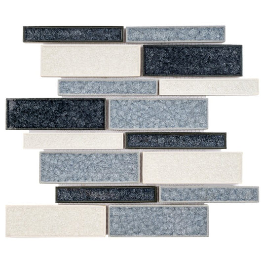 Sky Blue Glossy Crackle Crystal Mosaic Tiles Z Pattern for Bathroom and Kitchen Walls Kitchen Backsplashes - Tenedos